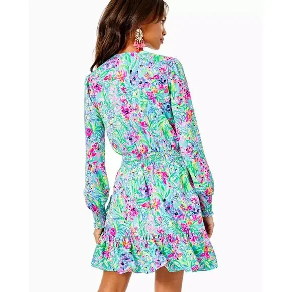 Lilly Pulitzer Amalfi Blue Alligator Isle Cristiana V Neck Stretch Mini Dress 14 - Picture 8 of 11